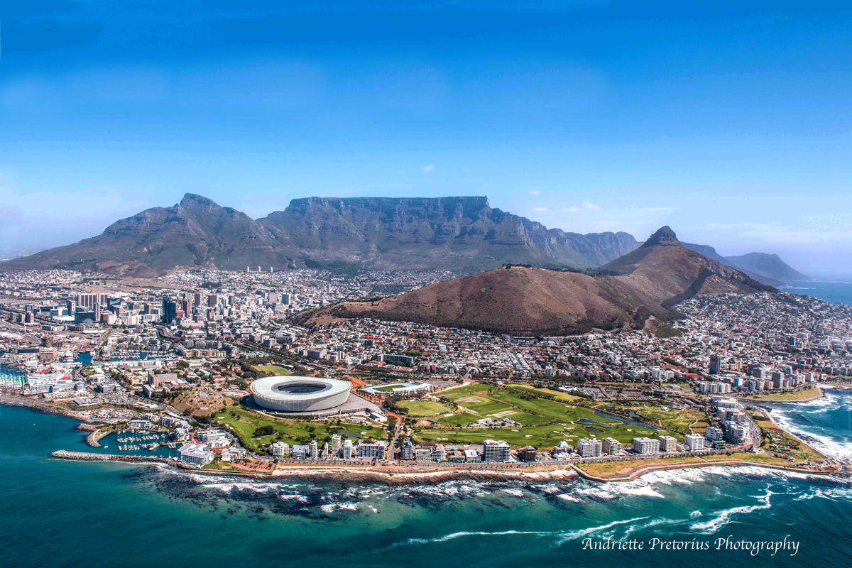Iconic Cape Town Skyline: Table Mountain, Lion’s Head & Green Point Stadium