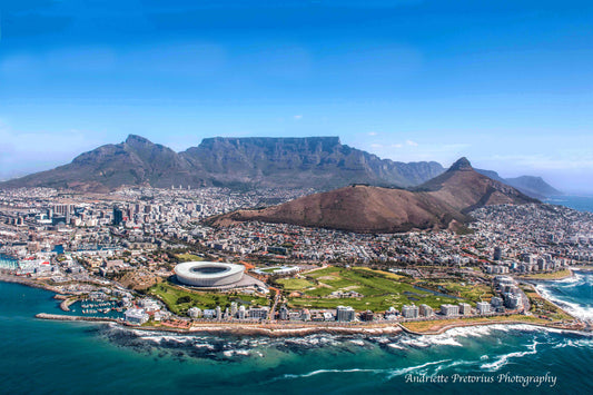 Iconic Cape Town Skyline: Table Mountain, Lion’s Head & Green Point Stadium